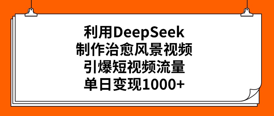 利用DeepSeek制作治愈风景视频，引爆短视频流量，单日变现1000+-鸭行天下创业社