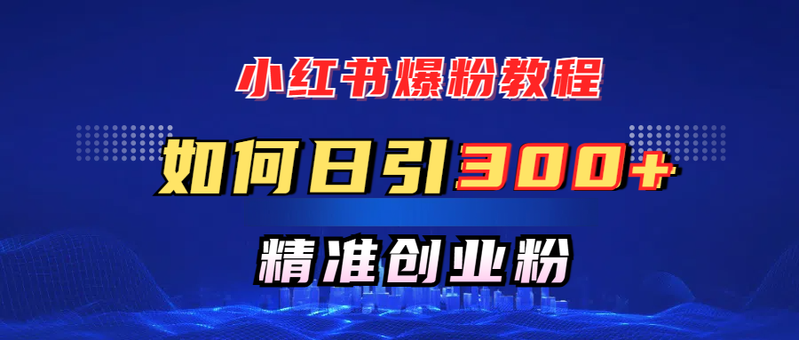 小红书爆粉教程，如何日引300+创业粉，快速实现精准变现！-鸭行天下创业社