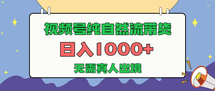视频号纯自然流带货，日入1000+，无需真人出境，新手小白也可操作-鸭行天下创业社