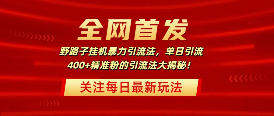 全网首发，野路子挂机暴力引流法，单日引流400+精准粉的引流法大揭秘！-鸭行天下创业社