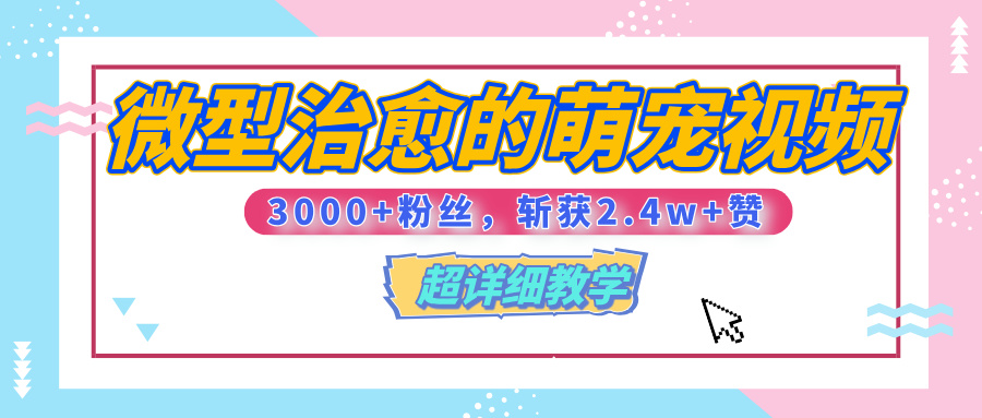 【揭秘】微型治愈的萌宠视频，3000+粉丝，6秒的视频、斩获2.4w+赞【附详细教程】-鸭行天下创业社