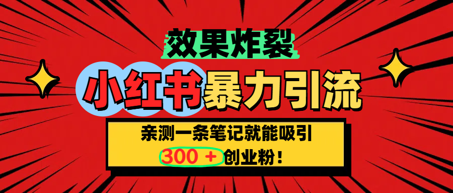 小红书炸裂玩法，亲测一条笔记就能吸引300+精准创业粉！-鸭行天下创业社