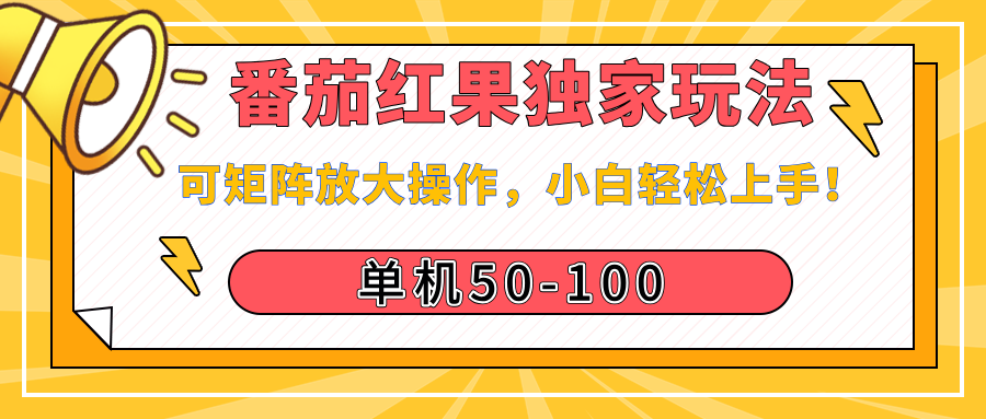 番茄红果独家玩法，单机50-100，可矩阵放大操作，小白轻松上手！-鸭行天下创业社