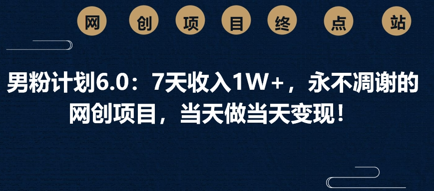 男粉计划6.0：7天收入1W+，永不凋谢的网创项目，当天做当天变现！-鸭行天下创业社