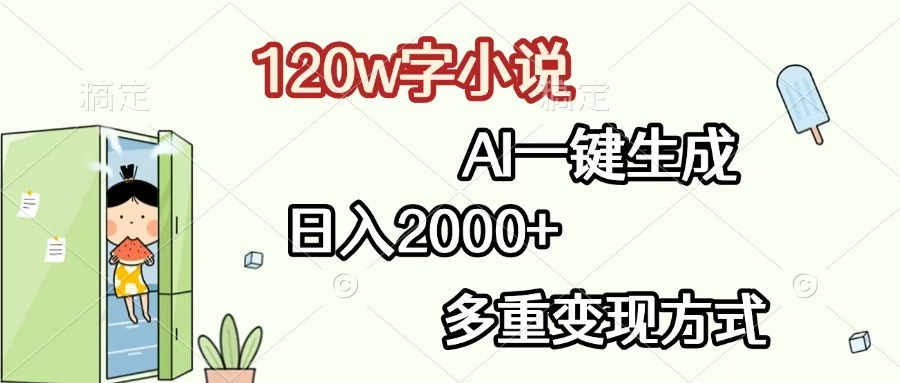 120w字小说，AI一键生成，日入2000+，多重变现方式-鸭行天下创业社