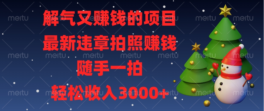 解气又赚钱的项目，最新违章拍照赚钱，随手一拍，轻松收入3000+-鸭行天下创业社