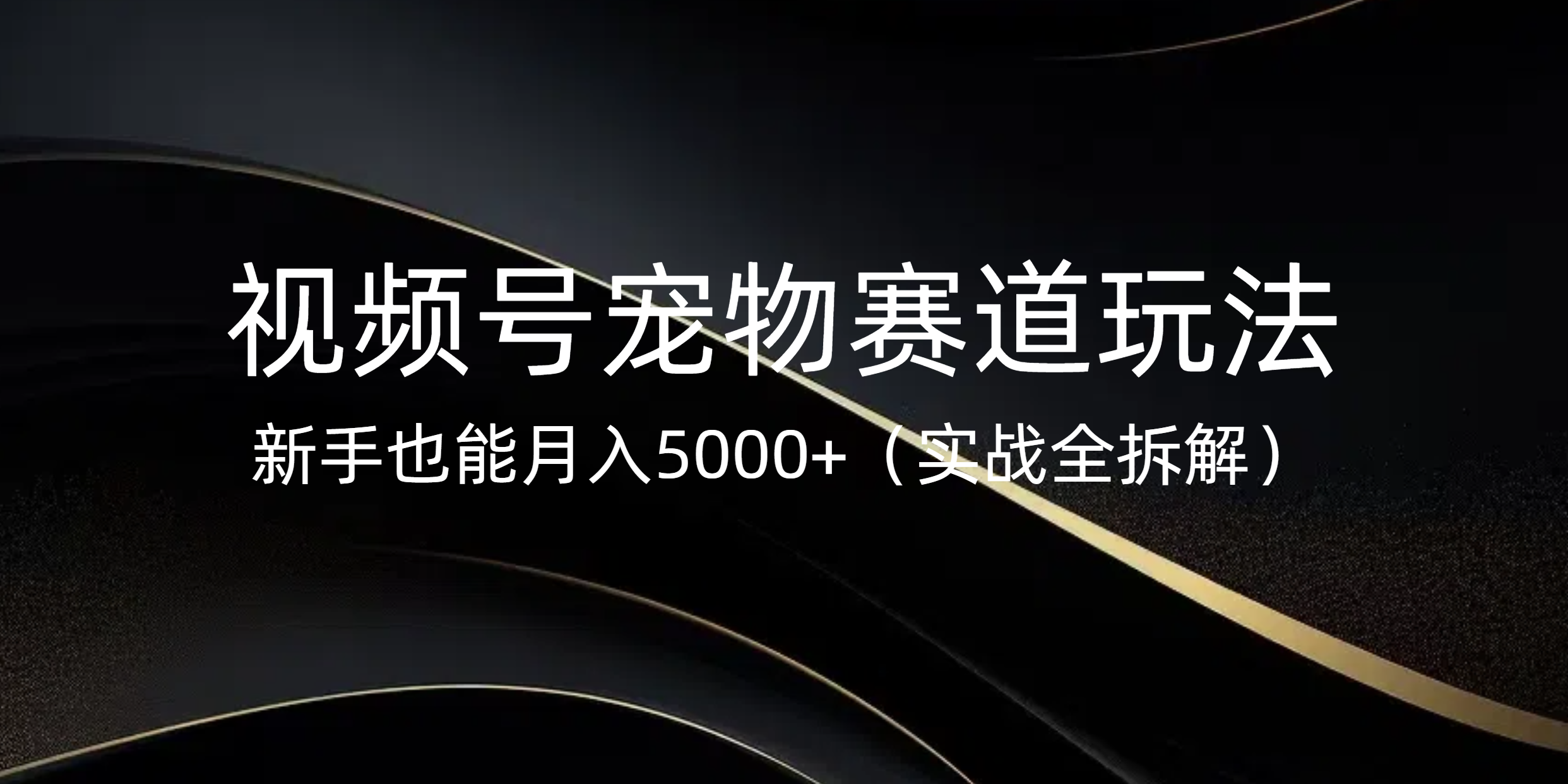 视频号宠物赛道玩法，新手也能月入5000+（实战全拆解）-鸭行天下创业社