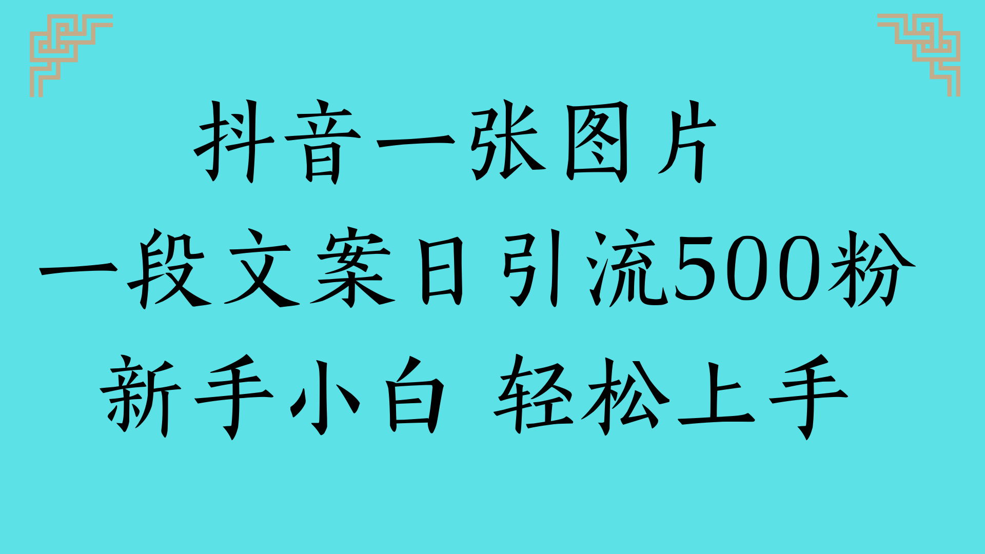 抖音一张图片 一段文案日引流500粉新手小白 轻松上手-鸭行天下创业社
