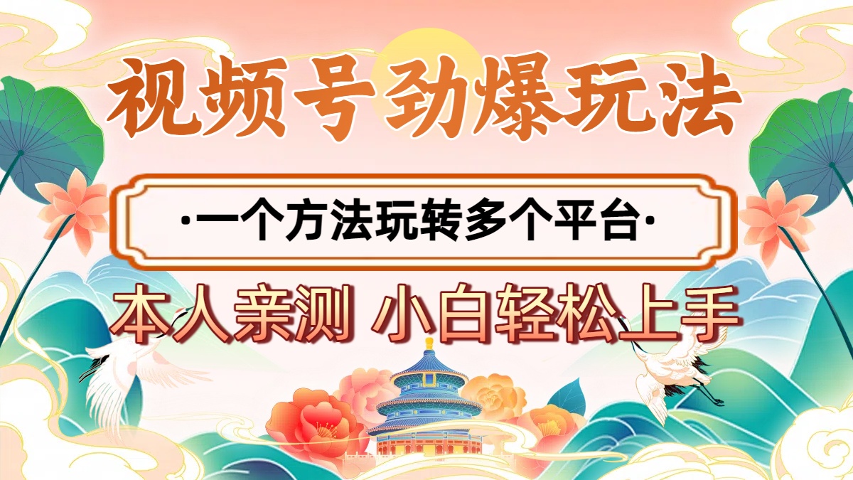 2025年视频号劲爆玩法，一个方法玩转多个平台 小白也能轻松上手-鸭行天下创业社