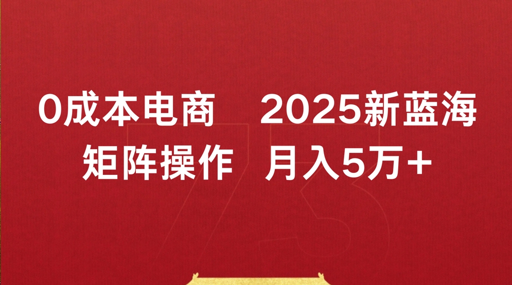 0成本电商2025新蓝海矩阵操作 月入5万+-鸭行天下创业社