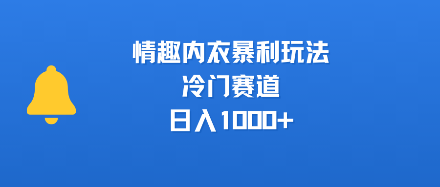 情趣内衣暴利玩法，冷门赛道，日入1000+-鸭行天下创业社