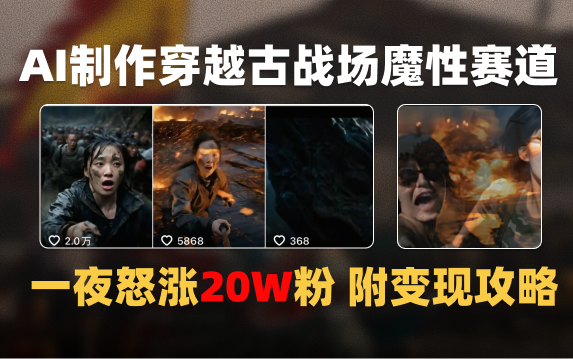 AI制作穿越古战场视频一夜涨粉20W保姆级教学（附AI变现指南）-鸭行天下创业社
