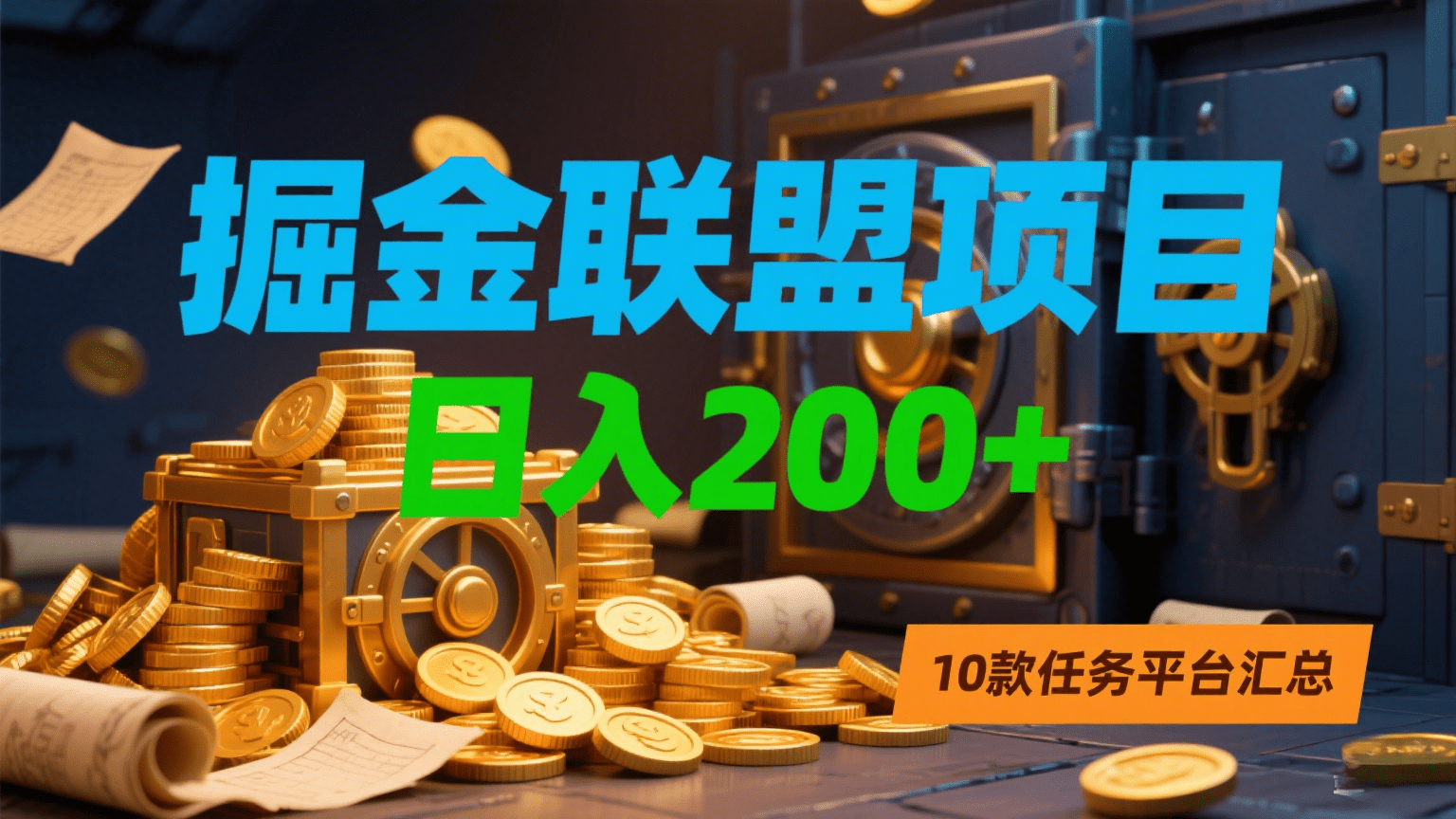 掘金联盟项目，日入200+，10款任务平台汇总-鸭行天下创业社