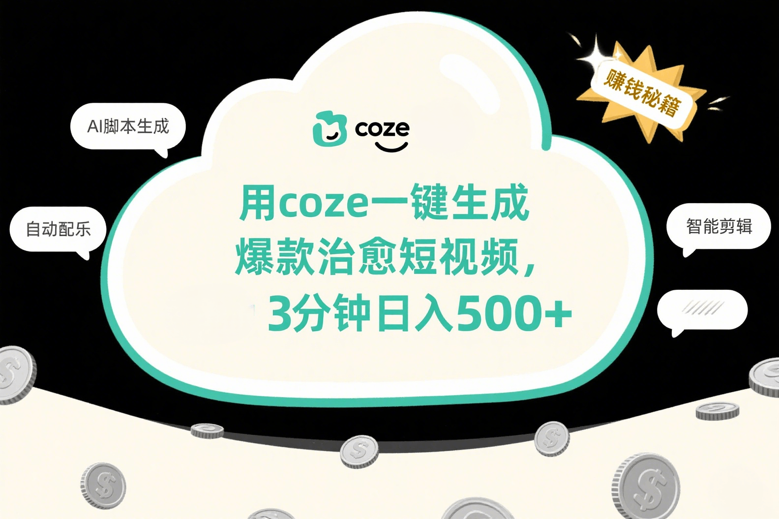 用coze一键生成爆款治愈短视频，3分钟日入500+-鸭行天下创业社