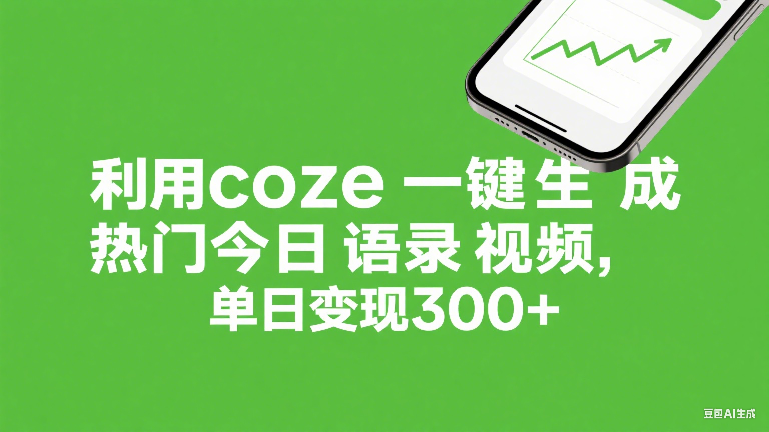 利用coze一键生成热门今日语录视频，单日变现300+-鸭行天下创业社