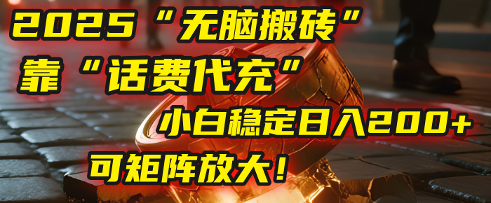 无脑搬砖项目：靠“话费代充”，小白稳定日入200+，可矩阵放大！-鸭行天下创业社