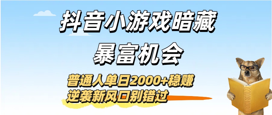 抖音小游戏暗藏暴富机会！普通人单日2000+稳赚，逆袭新风口别错过-鸭行天下创业社