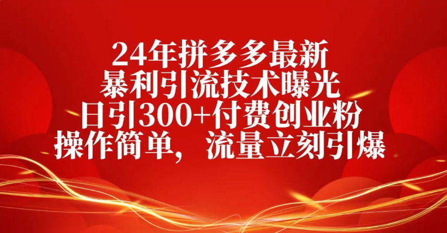 25年拼多多最新暴利引流技术曝光、日引300+付费创业粉操作简单，流量立刻引爆-鸭行天下创业社