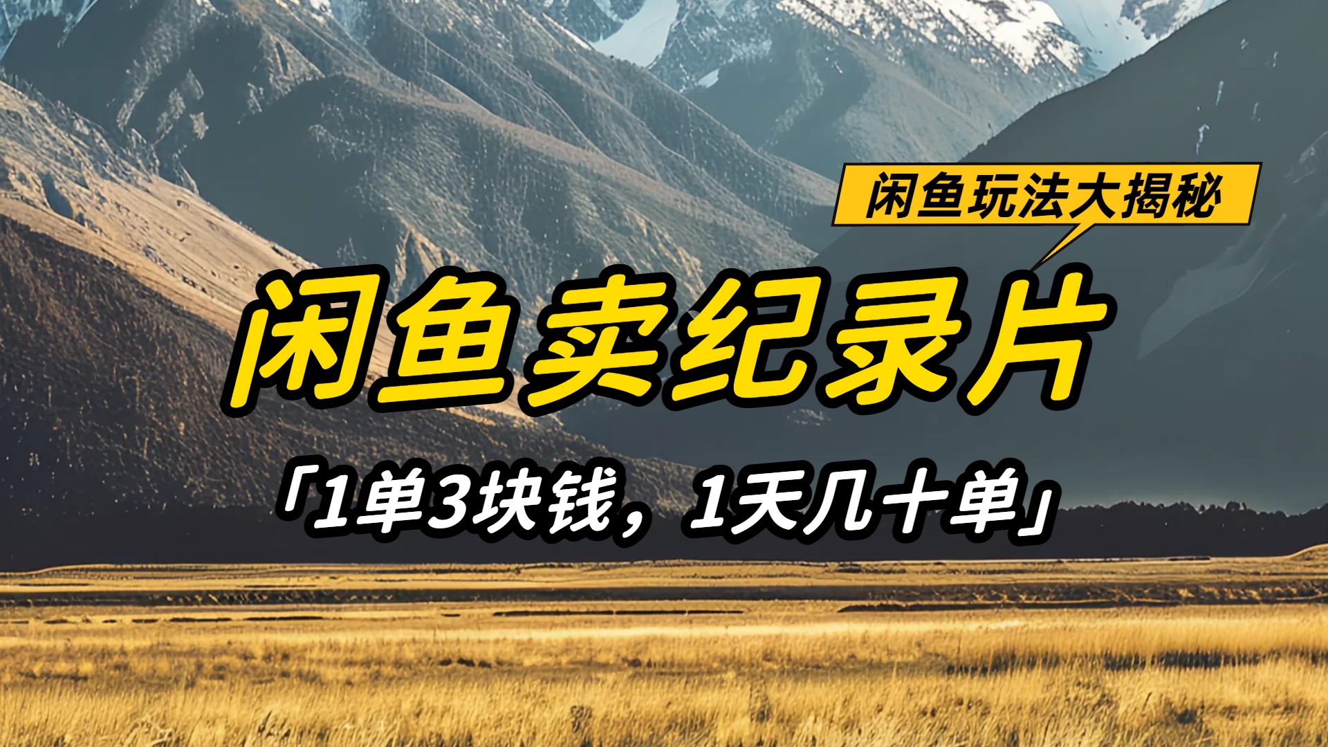 闲鱼卖纪录片1单3块钱，1天几十单，项目稳定有潜力-鸭行天下创业社