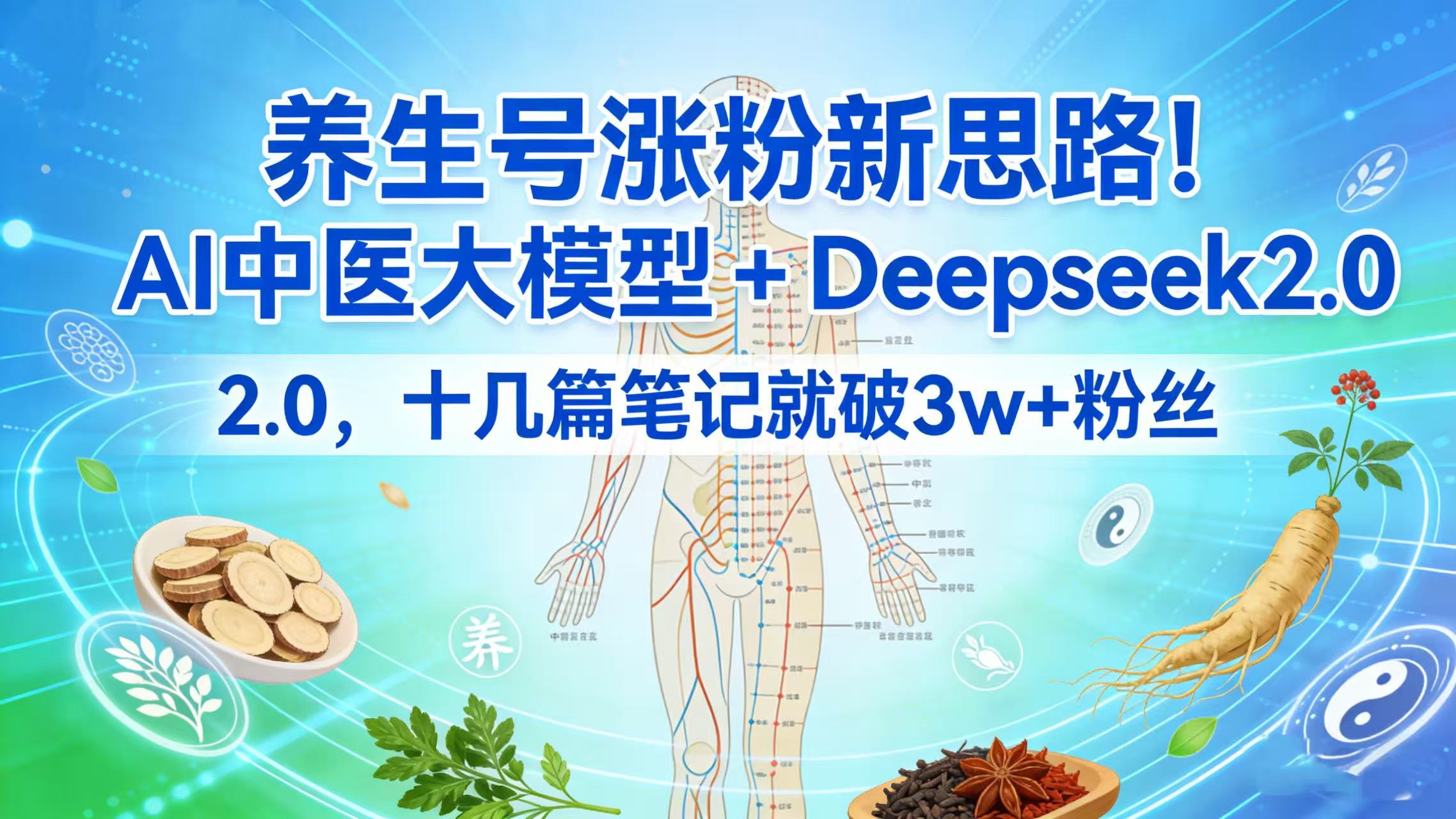 养生号涨粉新思路！AI 中医大模型 + Deepseek 2.0，十几篇笔记就破 3w + 粉丝-鸭行天下创业社