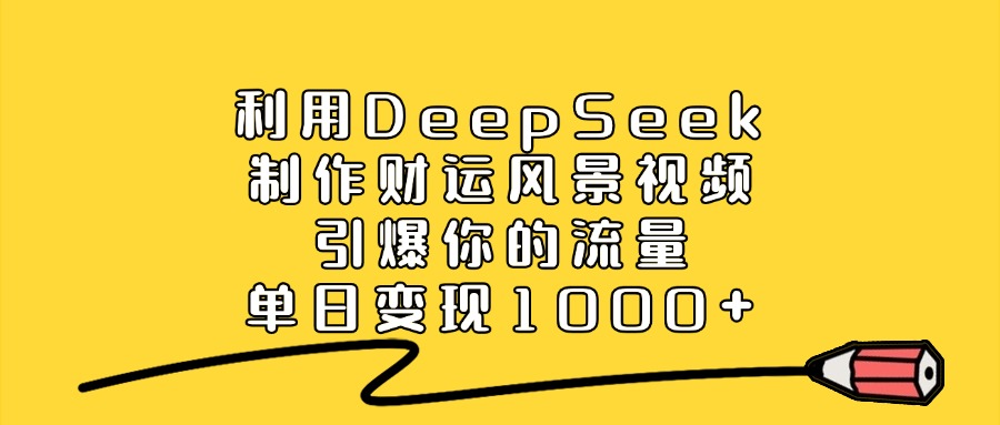 利用DeepSeek制作财运风景视频,做出爆款视频,单日变现1000+-鸭行天下创业社