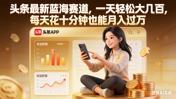头条最新蓝海赛道，一天轻松大几百，每天花十分钟也能月入过万-鸭行天下创业社