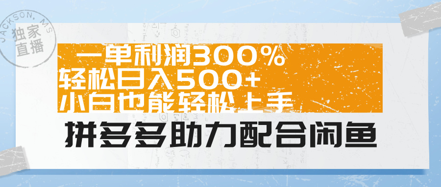 拼多多助力配合闲鱼 一单利润300% 轻松日入500+ 小白也能轻松上手！-鸭行天下创业社