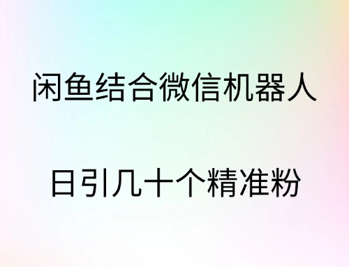 闲鱼结合微信机器人，日引几十个精准粉-鸭行天下创业社