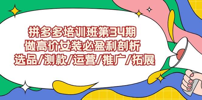 拼多多培训班第34期：做高价女装必盈利剖析  选品/测款/运营/推广/拓展-鸭行天下创业社