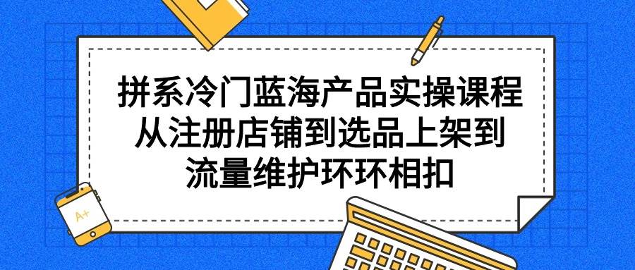 拼系冷门蓝海产品实操课程，从注册店铺到选品上架到流量维护环环相扣-鸭行天下创业社