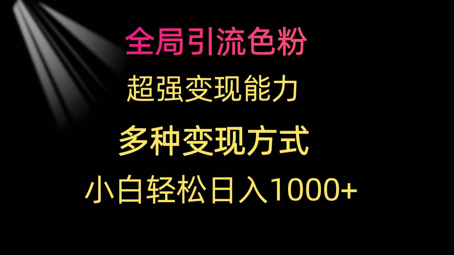 全局引流色粉 超强变现能力 多种变现方式 小白轻松日入1000+-鸭行天下创业社