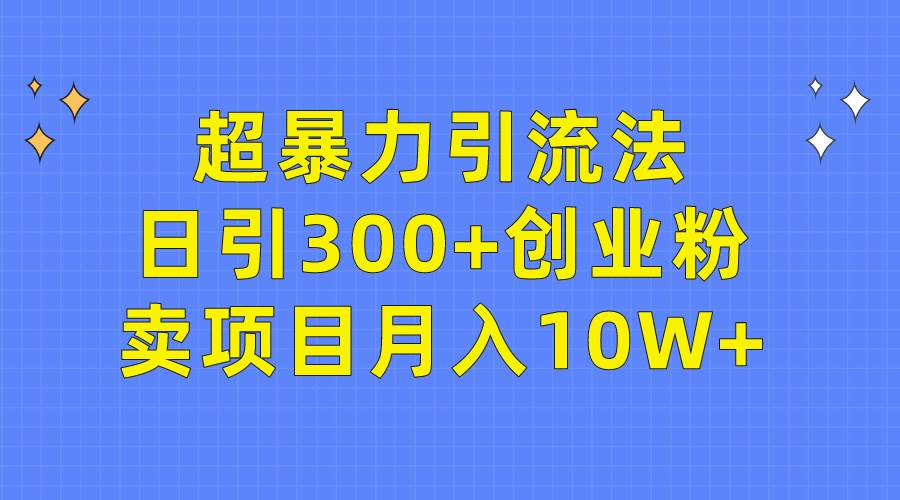 超暴力引流法，日引300+创业粉，卖项目月入10W+-鸭行天下创业社