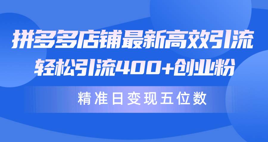 拼多多店铺最新高效引流术，轻松引流400+创业粉，精准日变现五位数！-鸭行天下创业社