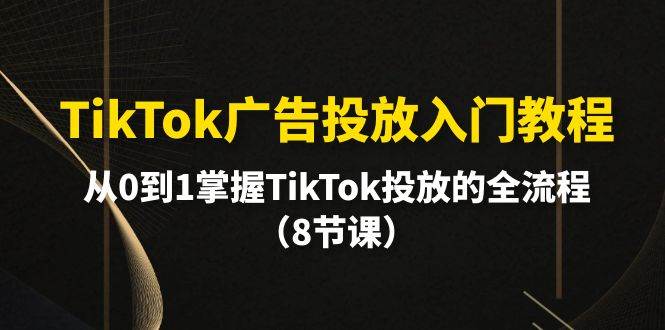 TikTok广告投放入门教程，从0到1掌握TikTok投放的全流程（8节课）-鸭行天下创业社
