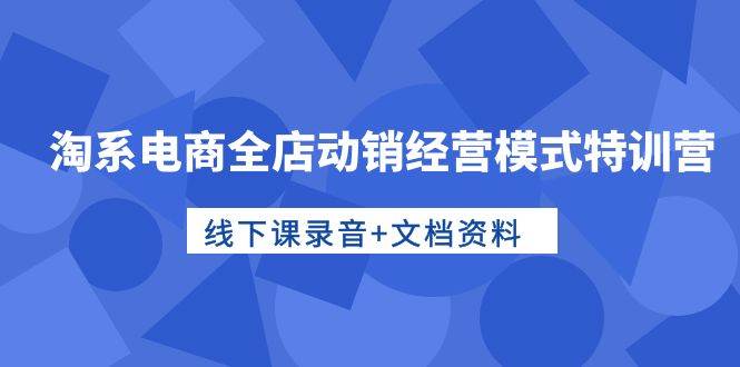 淘系电商全店动销经营模式特训营，线下课录音+文档资料-鸭行天下创业社