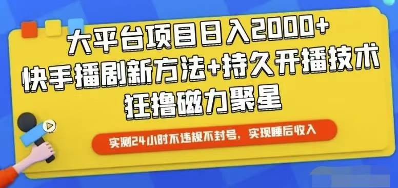 快手24小时无人直播，真正实现睡后收益-鸭行天下创业社