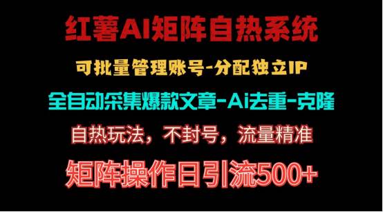 红薯矩阵自热系统，独家不死号引流玩法！矩阵操作日引流500+-鸭行天下创业社