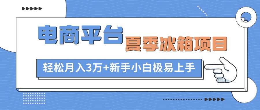 电商平台夏季冰箱项目，轻松月入3万+，新手小白极易上手-鸭行天下创业社