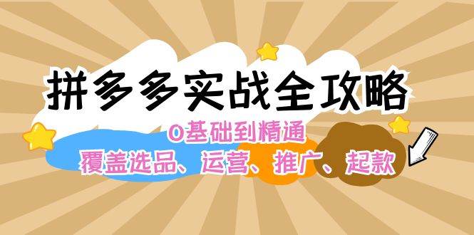 拼多多实战全攻略：0基础到精通，覆盖选品、运营、推广、起款-鸭行天下创业社