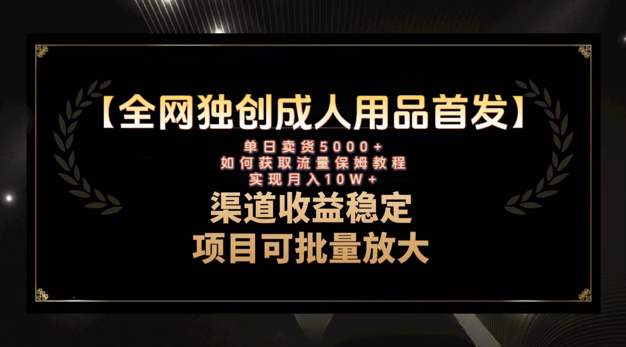 最新全网独创首发，成人用品赛道引流获客，月入10w保姆级教程-鸭行天下创业社